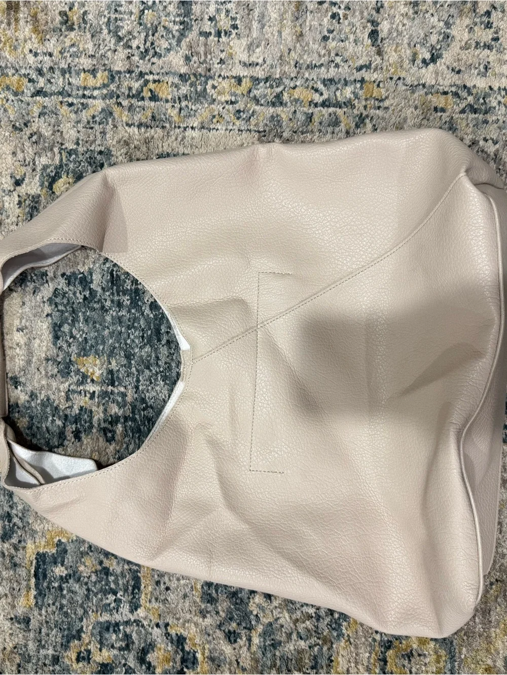 Soft Pebbled Hobo Bag in Light Beige